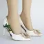 Fashion Beige Embroidered Prom Pumps High Heels 2025 9 cm Stiletto Heels Pointed Toe Pumps