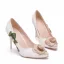 Fashion Beige Embroidered Prom Pumps High Heels 2025 9 cm Stiletto Heels Pointed Toe Pumps