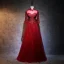 Chinese style Navy Blue Prom Dresses 2017 A-Line / Princess High Neck 3/4 Sleeve Appliques Lace Pearl Floor-Length / Long Ruffle Pierced Formal Dresses