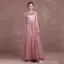 Modern / Fashion Candy Pink Evening Dresses  2018 A-Line / Princess Amazing / Unique V-Neck Sleeveless Appliques Lace Rhinestone Sash Floor-Length / Long Backless Formal Dresses
