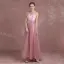 Modern / Fashion Candy Pink Evening Dresses  2018 A-Line / Princess Amazing / Unique V-Neck Sleeveless Appliques Lace Rhinestone Sash Floor-Length / Long Backless Formal Dresses