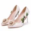 Fashion Beige Embroidered Prom Pumps High Heels 2025 9 cm Stiletto Heels Pointed Toe Pumps