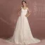 Élégant Ivoire Robe De Mariée 2018 Princesse épaules Sans Manches Dos Nu Appliques En Dentelle Train De Balayage