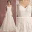 Élégant Ivoire Robe De Mariée 2018 Princesse épaules Sans Manches Dos Nu Appliques En Dentelle Train De Balayage