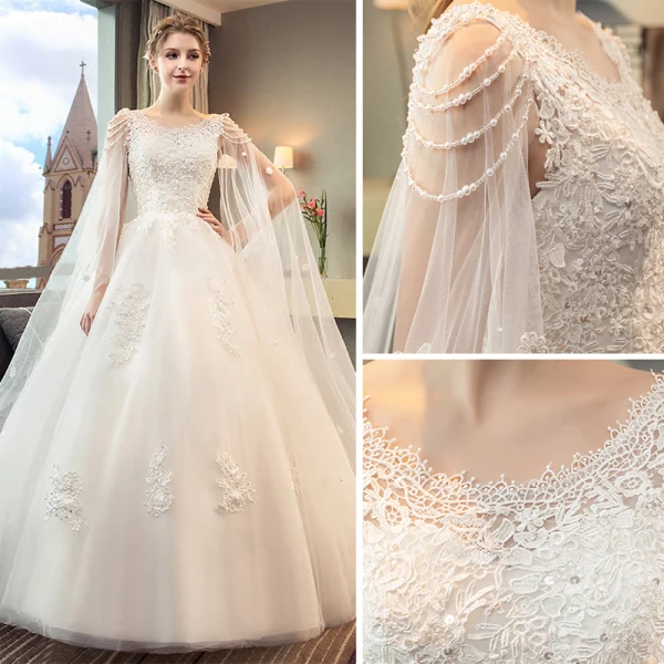 Discount Ivory Wedding Dresses 2018 Ball Gown Scoop Neck Sleeveless Backless Appliques Lace Beading Pearl Sequins Ruffle Watteau Train
