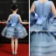 Chic / Beautiful Sky Blue Flower Girl Dresses 2019 Ball Gown V-Neck Sleeveless Appliques Flower Pearl Sequins Short Cascading Ruffles Wedding Party Dresses