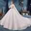 Best Ivory Wedding Dresses 2019 Ball Gown Off-The-Shoulder Short Sleeve Backless Glitter Tulle Chapel Train Ruffle
