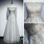 Chic / Belle Bleu Ciel Robe De Soirée 2019 Princesse De l'épaule Gonflée 1/2 Manches Appliques Paillettes Perlage Glitter Tulle Longue Volants Dos Nu Robe De Ceremonie