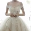 Meilleur Champagne Robe De Mariée 2019 Robe Boule De l'épaule Manches Courtes Dos Nu Glitter Tulle Cathedral Train Volants