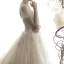 Vintage / Retro Champagne See-through Wedding Dresses 2019 A-Line / Princess High Neck Short Sleeve Beading Tassel Appliques Lace Cathedral Train Ruffle