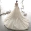 Luxury / Gorgeous Champagne Wedding Dresses 2019 Ball Gown Off-The-Shoulder V-Neck Short Sleeve Backless Beading Glitter Sequins Tulle Cathedral Train Ruffle