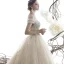 Luxury / Gorgeous Champagne Wedding Dresses 2019 Ball Gown Off-The-Shoulder V-Neck Short Sleeve Backless Beading Glitter Sequins Tulle Cathedral Train Ruffle