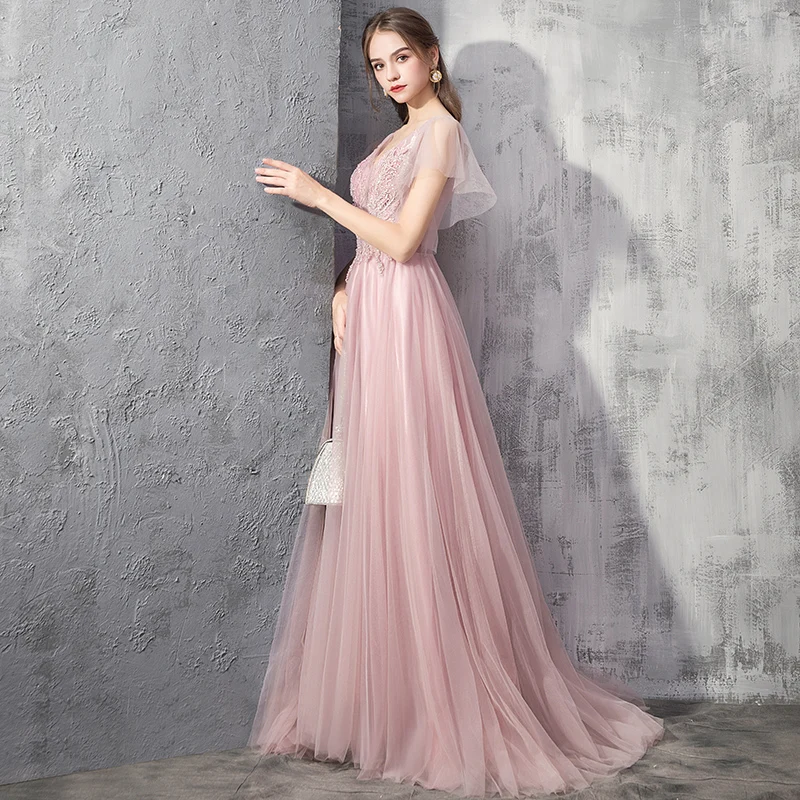green emerald velvet dress Macloth Deep V Neck Chiffon High Low Formal Gown Pearl Pink Prom Dress US12 / Custom Color main image 0
