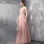 Elegant Pearl Pink Evening Dresses  2019 A-Line / Princess Deep V-Neck Sleeveless Beading Floor-Length / Long Ruffle Backless Formal Dresses