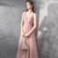 Elegant Pearl Pink Evening Dresses  2019 A-Line / Princess Deep V-Neck Sleeveless Beading Floor-Length / Long Ruffle Backless Formal Dresses