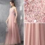 Elegant Pearl Pink Evening Dresses  2019 A-Line / Princess Deep V-Neck Sleeveless Beading Floor-Length / Long Ruffle Backless Formal Dresses