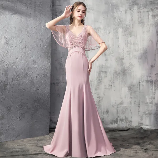 pink prom mermaid dresses 2019