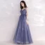 Chic / Belle Océan Bleu Transparentes Robe De Soirée 2019 Princesse Bretelles Spaghetti Col v profond Sans Manches Perlage Glitter Tulle Longue Volants Dos Nu Robe De Ceremonie