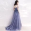 Chic / Belle Océan Bleu Transparentes Robe De Soirée 2019 Princesse Bretelles Spaghetti Col v profond Sans Manches Perlage Glitter Tulle Longue Volants Dos Nu Robe De Ceremonie