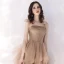Affordable Champagne Summer Evening Dresses  2019 A-Line / Princess Shoulders Sleeveless Floor-Length / Long Cascading Ruffles Backless Formal Dresses