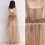 Affordable Champagne Summer Evening Dresses  2019 A-Line / Princess Shoulders Sleeveless Floor-Length / Long Cascading Ruffles Backless Formal Dresses