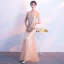 Chic / Belle Champagne Transparentes Robe De Soirée 2019 Trompette / Sirène Encolure Dégagée 1/2 Manches Glitter Tulle Longue Robe De Ceremonie