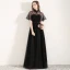 Style Chinois Noire Robe De Soirée Avec Châle 2019 Princesse Bretelles Spaghetti Sans Manches Noeud Ceinture Tachetée Tulle Longue Volants Dos Nu Robe De Ceremonie