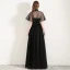 Style Chinois Noire Robe De Soirée Avec Châle 2019 Princesse Bretelles Spaghetti Sans Manches Noeud Ceinture Tachetée Tulle Longue Volants Dos Nu Robe De Ceremonie
