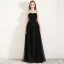 Style Chinois Noire Robe De Soirée Avec Châle 2019 Princesse Bretelles Spaghetti Sans Manches Noeud Ceinture Tachetée Tulle Longue Volants Dos Nu Robe De Ceremonie