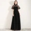 Style Chinois Noire Robe De Soirée Avec Châle 2019 Princesse Bretelles Spaghetti Sans Manches Noeud Ceinture Tachetée Tulle Longue Volants Dos Nu Robe De Ceremonie