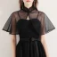 Style Chinois Noire Robe De Soirée Avec Châle 2019 Princesse Bretelles Spaghetti Sans Manches Noeud Ceinture Tachetée Tulle Longue Volants Dos Nu Robe De Ceremonie