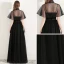 Style Chinois Noire Robe De Soirée Avec Châle 2019 Princesse Bretelles Spaghetti Sans Manches Noeud Ceinture Tachetée Tulle Longue Volants Dos Nu Robe De Ceremonie