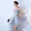 Chic / Belle Gris Été Robe De Cocktail 2019 Princesse Bustier Sans Manches Appliques En Dentelle Asymétrique Volants Dos Nu Robe De Ceremonie