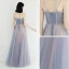Elegante Himmelblau Pearl Rosa Abendkleider 2019 A Linie Spaghettiträger Ärmellos Pailletten Perlenstickerei Lange Rüschen Rückenfreies Festliche Kleider