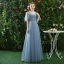 Simple Abordable Océan Bleu Robe Demoiselle D'honneur 2019 Princesse V-Cou Dos Nu Longue Volants Robe Pour Mariage