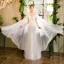 Meilleure Ivoire Transparentes Robe De Mariée Avec Châle 2019 Trompette / Sirène Encolure Dégagée 3/4 Manches Dos Nu Appliques En Dentelle Perlage Train De Balayage Volants