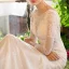 Meilleure Ivoire Transparentes Robe De Mariée Avec Châle 2019 Trompette / Sirène Encolure Dégagée 3/4 Manches Dos Nu Appliques En Dentelle Perlage Train De Balayage Volants