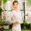 Meilleure Ivoire Transparentes Robe De Mariée Avec Châle 2019 Trompette / Sirène Encolure Dégagée 3/4 Manches Dos Nu Appliques En Dentelle Perlage Train De Balayage Volants