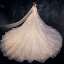 Scintillantes Champagne Robe De Mariée 2019 Robe Boule De l'épaule Manches Courtes Appliques En Dentelle Dos Nu Glitter Paillettes Tulle Chapel Train Volants