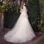 Affordable Champagne Outdoor / Garden See-through Wedding Dresses 2019 A-Line / Princess Scoop Neck Bell sleeves Backless Appliques Lace Sequins Sweep Train Ruffle