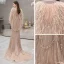 Haut de Gamme Doré Robe De Soirée Avec Châle 2019 Trompette / Sirène Col v profond Sans Manches Fait main Perlage Faux Diamant Plumes Train De Balayage Dos Nu Robe De Ceremonie