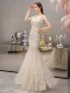 High-end Gold Evening Dresses  2019 Trumpet / Mermaid Deep V-Neck Sleeveless Beading Pearl Rhinestone Feather Floor-Length / Long Ruffle Backless Formal Dresses