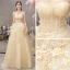 Chic / Beautiful Yellow Evening Dresses  2019 A-Line / Princess Strapless Sleeveless Appliques Flower Beading Pearl Floor-Length / Long Ruffle Backless Formal Dresses