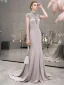 Luxury / Gorgeous Grey Evening Dresses  2019 Trumpet / Mermaid High Neck Sleeveless Pearl Rhinestone Beading Tassel Sweep Train Formal Dresses
