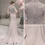 Luxury / Gorgeous Grey Evening Dresses  2019 Trumpet / Mermaid High Neck Sleeveless Pearl Rhinestone Beading Tassel Sweep Train Formal Dresses
