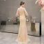 Luxury / Gorgeous Yellow See-through Evening Dresses  2019 Trumpet / Mermaid Scoop Neck Sleeveless Beading Tassel Floor-Length / Long Ruffle Formal Dresses