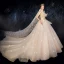 Beste Champagne Brudekjoler 2019 Ballkjole Fantastiske / Unike Kjæreste Uten Ermer Ryggløse Glitter Tyll Beading Paljetter Chapel Train Buste