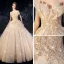 Beste Champagne Brudekjoler 2019 Ballkjole Fantastiske / Unike Kjæreste Uten Ermer Ryggløse Glitter Tyll Beading Paljetter Chapel Train Buste