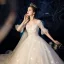 Chic / Belle Champagne Transparentes Robe De Mariée 2019 Princesse Encolure Dégagée Manches de cloche Dos Nu Glitter Tulle Appliques En Dentelle Perlage Perle Chapel Train Volants