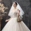 Charming Champagne Wedding Dresses 2019 Ball Gown Off-The-Shoulder Short Sleeve Backless Glitter Tulle Sequins Beading Cathedral Train Ruffle